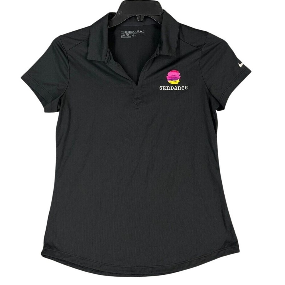 Nike Golf‎ Polo Shirt Womens Medium Black Dri Fit Performance Sundance
